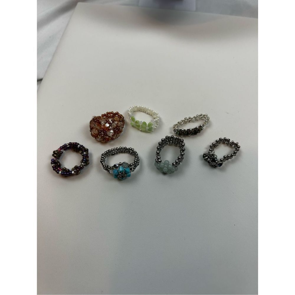 Lot of 7 rings- small beaded designs -
Multi colors - Picture 2 of 6